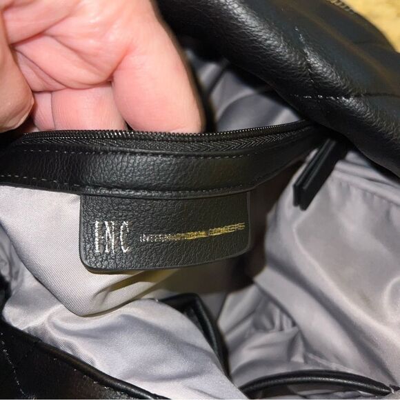 INC Quilted Black Leather Shoulder Bag - Picture 5 of 9